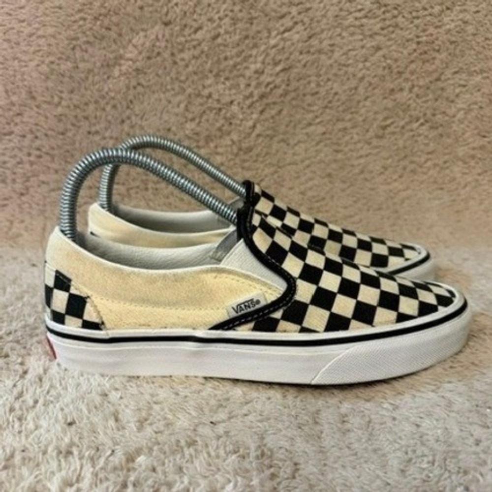 Vans Classic Slip-On Checkerboard Black Off White Shoes Sneakers Womens‎ 6.5